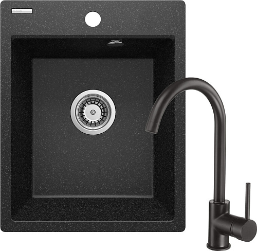 Мойка Deante ZRCB2103 Corio кухонная гранитная 40х50 см + смеситель, графит Мойка Deante ZRCB2103 Corio кухонная гранитная 40х50 см + смеситель, графит