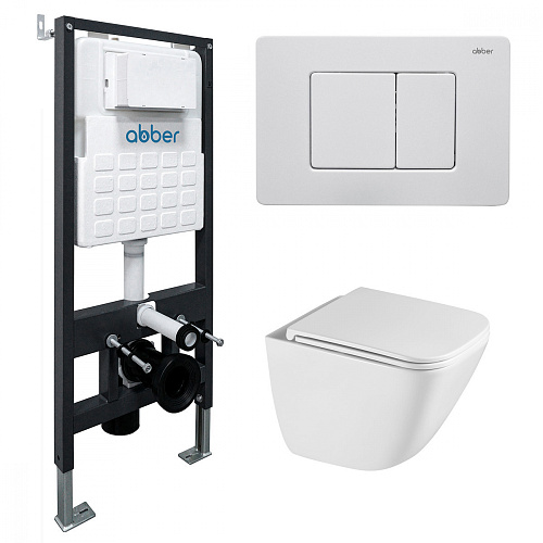 Инсталляция с подвесным унитазом Abber Rechteck AC1220TC-AC0105-AC0120MW купить недорого в интернет-магазине Керамос Инсталляция с подвесным унитазом Abber Rechteck AC1220TC-AC0105-AC0120MW купить недорого в интернет-магазине Керамос