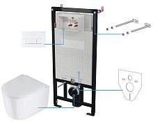 Комплект Deante CDJA6ZPW Jasmin: инсталляции с унитазом, клавиша белый матовый