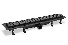 Сливной канал Plastbrno SZA6750 Design 6 комбинированный, решетка из нержавеющей стали, L = 750 мм, черный
