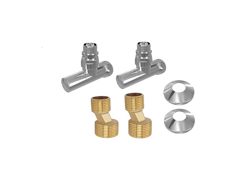 Комплект фитингов Aquatek AQ 1020CH для нижнего подключения водяных полотенцесушителей, хром