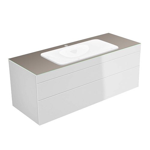 Тумба Keuco 31583820100 Edition 400 под умывальник 140х53.5 см, белый глянцевый/стекло глянцевое трюфель купить недорого в интернет-магазине Керамос