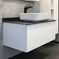 Тумба Comforty 00-00007899 Милан подвесная 90х52 см, со столешницей/раковиной T-Y9378, белый глянец/серый Тумба Comforty 00-00007899 Милан подвесная 90х52 см, со столешницей/раковиной T-Y9378, белый глянец/серый