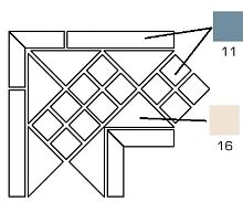 Декоративный элемент (плитка) TOPCER Victorian Designs Lisbon1Corner(TR.16, DOTS 11, STRIPS 11)