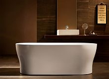 BelBagno BB405-1700-80 Отдельностоящая, овальная акриловая ванна в комплекте со сливом-переливом цвета хром Цвет:Белый