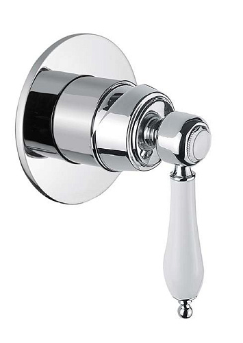 Смеситель Cezares APHRODITE-DIM2-01-Bi для душа, встраиваемый однорычажный исполнение хром, ручки белые Смеситель Cezares APHRODITE-DIM2-01-Bi для душа, встраиваемый однорычажный исполнение хром, ручки белые