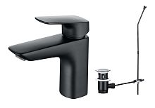 Смеситель Aquatek AQ1011MB Вега для раковины, с донным клапаном, черный матовый