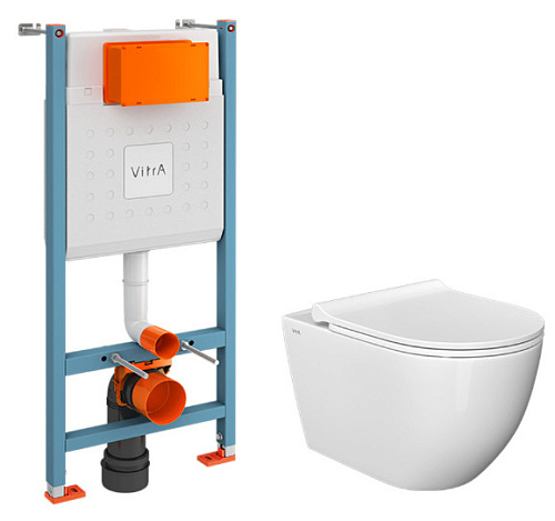 Комплект-унитаз, инсталляция,крышка-сиденье Vitra Mia Round  плитка 9873B003-7205