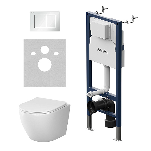 Комплект: Унитаз, Инсталляция, Кнопка смыва AM.PM LIKE IS90201.801900 Комплект: Унитаз, Инсталляция, Кнопка смыва AM.PM LIKE IS90201.801900