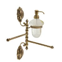 Полотенцедержатель Migliore 16646 Cleopatra 2-й поворотный с дозатором, стекло прозрачное с матовым декором/бронза