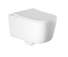 Унитаз Aquatek AQ2002-00 Лугано безободковый 51х35 см, тонкое сиденье с механизмом плавного закрывания, белый