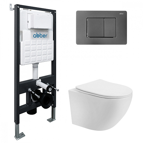 Комплект: Унитаз, Инсталляция, Кнопка смыва Abber BEQUEM AC1100T-AC0105-AC0120NG Комплект: Унитаз, Инсталляция, Кнопка смыва Abber BEQUEM AC1100T-AC0105-AC0120NG