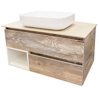 Тумба подвесная COMFORTY 00004137445 Прага 90х52 см, с раковиной T-Y9378, бежевый дуб