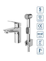 Смеситель для раковины с гигиеническим душем BelBagno DUE DUE-LVM/HGN-CRM-W0