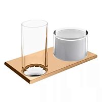 Держатель Keuco 11553039000 Edition 400 двойной со стаканом и дозатором жидкого мыла, бронза шлифованная