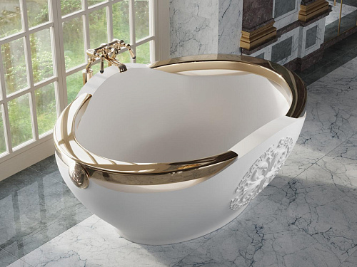 Отдельностоящая ванна Salini 101411G BIANKA материал Sapirit - глянцевая с золотом снят с производства