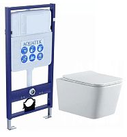 Комплект Aquatek SET Либра N cm: рама Standard INS-0000012 (без клавиши и крепежа) + унитаз New AQ1148N-00 с тонким сиденьем Soft-close, белый