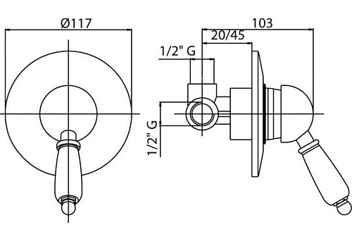 Смеситель для душа, встраиваемый Cezares Venezia VENEZIA-DIM-02-Bi Смеситель для душа, встраиваемый Cezares Venezia VENEZIA-DIM-02-Bi