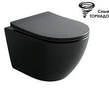 Унитаз подвесной безободковый Ceramicanova Uno CN11001TMB, смыв Торнадо, с крышкой-сиденьем, чёрный матовый