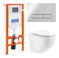 Инсталляция с подвесным унитазом BelBagno ONDA BB066CHR/BB870SC/BB002-80/BB005-PR-CHROME