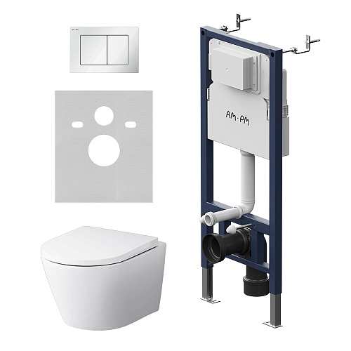 Комплект: Унитаз, Инсталляция, Кнопка смыва AM.PM X-Joy IS90201.851900 Комплект: Унитаз, Инсталляция, Кнопка смыва AM.PM X-Joy IS90201.851900