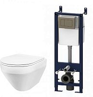 Комплект AM.PM IS3701700 Spirit: инсталляция + клавиша глянцевый хром + подвесной унитаз FlashClean + сиденье-микролифт, белый