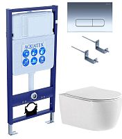 Комплект Aquatek SET Европа cmp016: рама Standard INS-0000012 + крепеж KKI-0000002 + клавиша KDI-0000016 + унитаз AQ1106-00 с тонким сиденьем Soft-close, белый