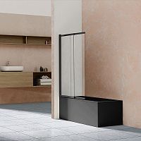 Шторка на ванну Vincea VSB-1E100CLB, 100х145 см, профиль черный матовый/стекло прозрачное