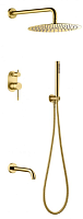 Сет 2155 464-2-G_Boheme Смеситель встроенный + верхний+ ручной душ, Uno, золото