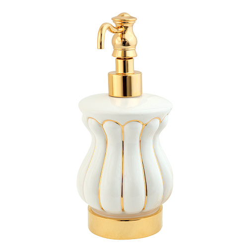 Дозатор Migliore 17514 Olivia жидкого мыла настольный, белый с золотым декором/золото купить недорого в интернет-магазине Керамос