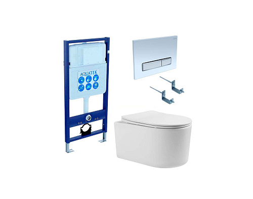 Комплект Aquatek SET Мия 4 в 1: рама Standard INS-0000012 + крепеж KKI-0000002 + клавиша KDI-0000022 + унитаз AQ2004-00 с тонким сиденьем Soft-close, белый Комплект Aquatek SET Мия 4 в 1: рама Standard INS-0000012 + крепеж KKI-0000002 + клавиша KDI-0000022 + унитаз AQ2004-00 с тонким сиденьем Soft-close, белый