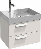 Комплект Jacob Delafon EXQ112-Z-00+EB1301-G1C Rythmik: подвесная раковина-столешница, гладкая нижняя поверхность, 60х46 см + мебель для раковины-столешницы, 60 см, белый