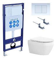 Комплект Aquatek SET Лея-009 4 в 1: рама Standard INS-0000012 + крепеж KKI-0000002 + кнопка KDI-0000009 + унитаз AQ1199-00 с крышкой-сиденьем Soft-close, белый