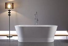 BelBagno BB406-1650-73 Отдельностоящая, овальная акриловая ванна в комплекте со сливом-переливом цвета хром Цвет:Белый
