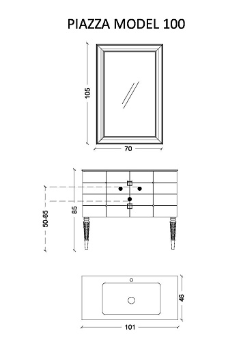 Тумба под раковину Armadi Art Vallessi Avantgarde 841-100-BCR купить недорого в интернет-магазине Керамос