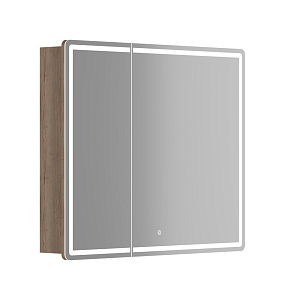Зеркальный шкаф Sancos MI90EG Mirror для ванной комнаты 89х74 см, с LED подсветкой, дуб галифакс натуральный