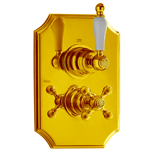 Cisal TS01810024  Arcana Toscana Внешняя часть термостатического смесителя с переключателем на 2 выхода, цвет золото/белый снят с производства