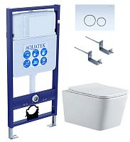 Комплект Aquatek SET Либра N KDI15: рама Standard INS-0000012 + крепеж KKI-0000002 + клавиша KDI-0000015 + унитаз AQ0530N-00 с тонким сиденьем Soft-close, белый
