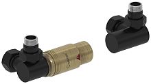 Терморегулятор Сунержа 31-1421-6213 автоматический 3D, левый, G 1/2" НР х G 3/4" НГ (набор), матовый черный/состаренная бронза