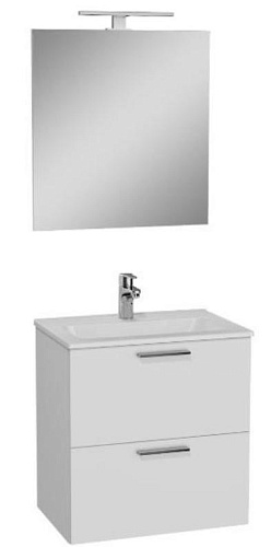 Комплект мебели Vitra 75021 Mia: тумба 60 см, раковина, зеркало c подсветкой, белый глянцевый купить недорого в интернет-магазине Керамос