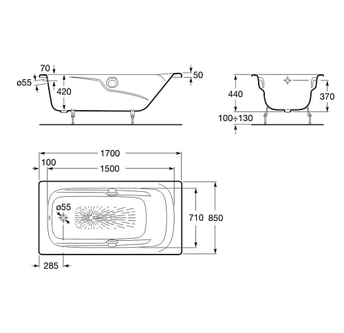 Ванна чугунная Roca Ming 2302G000R купить недорого в интернет-магазине Керамос