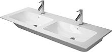 Раковина Duravit 2336130030  ME by Starck для мебели двойная с переливом, с 3 отв. под смеситель, 130x49 см, белая