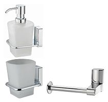Сет № 1890 K-5028, Подстакан/подставка для зуб. щеток (Chrome)+ K-5096, Держатель туалетной бумаги (Chrome) + K-5099, Дозатор для ж/мыла, настенный (Chrome)