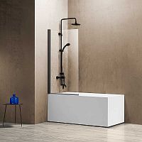 Шторка на ванну Vincea VSB-1180CLGM, 80х140 см, профиль вороненая сталь/стекло прозрачное