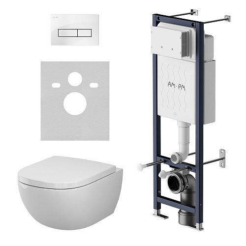 Комплект: Унитаз, Инсталляция, Кнопка смыва AM.PM Above IS110301.9X1900