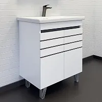 Тумба Comforty 00-00015236 Нарва напольная 70х45 см, с раковиной Como, белый матовый/графит