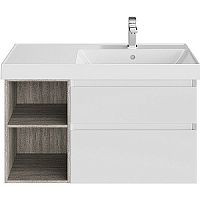 Тумба Kerama Marazzi CUB.90Rh\WHT.M Cubo под раковину подвесная 90х47 см, правая, белый матовый/древесный