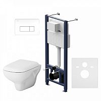 Инсталляция AM.PM IS48001.801700 Like с клавишей Pro M, белый глянец + подвесной унитаз FlashClean + сиденье-микролифт