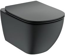 Унитаз Ideal Standard T4665V3 IdealMood подвесной 36.5х53.5 см, безободковый, с сиденьем микролифт, матовый черный
