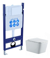 Комплект Aquatek SET Либра N-14: рама Eco Standard INS-0000014 (без клавиши и крепежа) + унитаз New AQ0530N-00 с тонким сиденьем Soft-close, белый